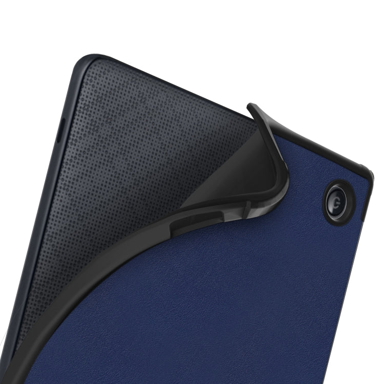 For KOBO Libra2 2021 Multi-folding Leather Tablet Case(Dark Blue) by bashfashion