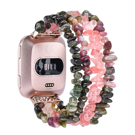 For Fitbit Versa Rough Stone Bracelet Watch Band(Colorful Tourmaline) by bashfashion