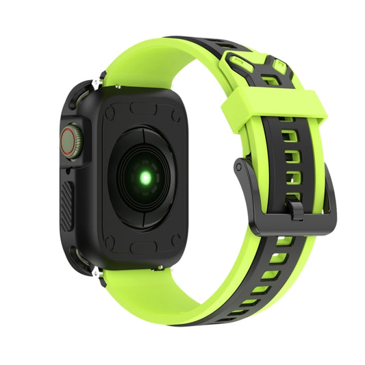 Two-color TPU Strap For Apple Watch Series 9&8&7 41mm / SE 3&SE 2&6&SE&5&4 40mm / 3&2&1 38mm(Green Black) by bashfashion