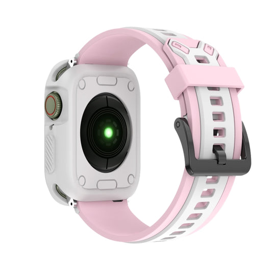 Two-color TPU Strap For Apple Watch Series 9&8&7 41mm / SE 3&SE 2&6&SE&5&4 40mm / 3&2&1 38mm(Pink White) by bashfashion