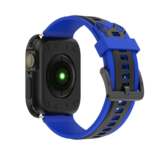 Two-color TPU Strap For Apple Watch Series 9&8&7 41mm / SE 3&SE 2&6&SE&5&4 40mm / 3&2&1 38mm(Black Blue) by bashfashion