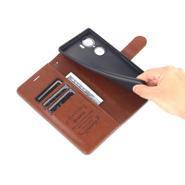 For Honor 60 AZNS Sheepskin Texture Flip Leather Phone Case(Brown) by AZNS