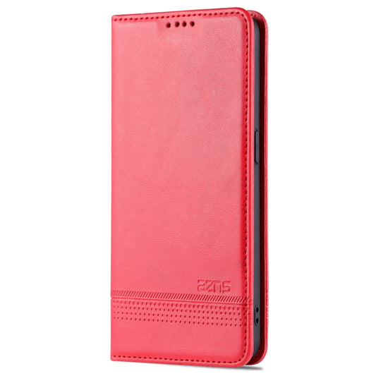 For OPPO Reno7 AZNS Magnetic Calf Texture Horizontal Flip Leather Phone Case(Red) by AZNS