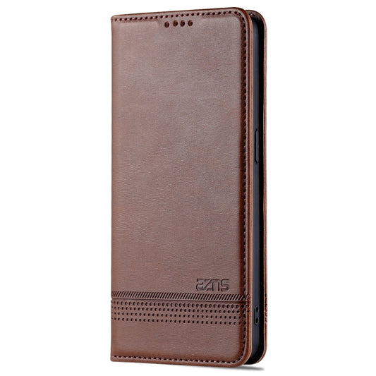 For OPPO Reno7 AZNS Magnetic Calf Texture Horizontal Flip Leather Phone Case(Dark Brown) by AZNS