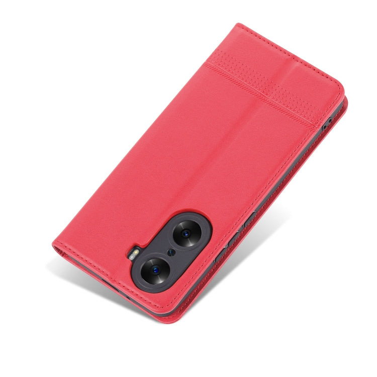 For Honor 60 Pro AZNS Magnetic Calf Texture Horizontal Flip Leather Phone Case(Red) by AZNS