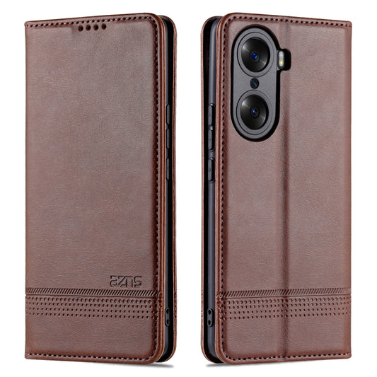 For Honor 60 Pro AZNS Magnetic Calf Texture Horizontal Flip Leather Phone Case(Dark Brown) by AZNS
