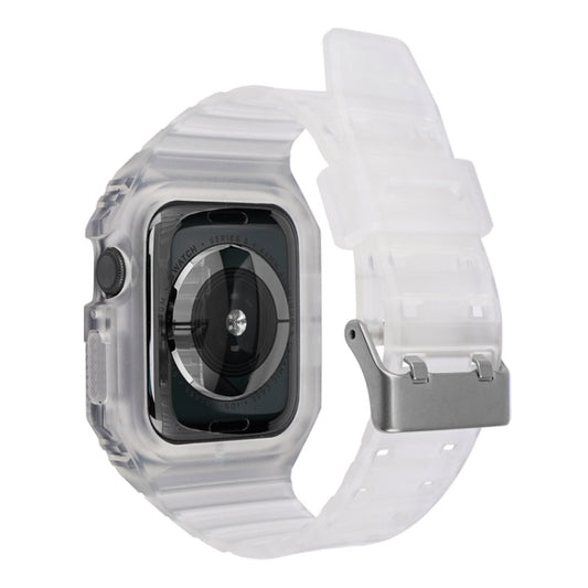 Two-color Integrated Watch Band For Apple Watch Series 8&7 45mm / SE 2&6&SE&5&4 44mm / 3&2&1 42mm(Transparent Black) by bashfashion