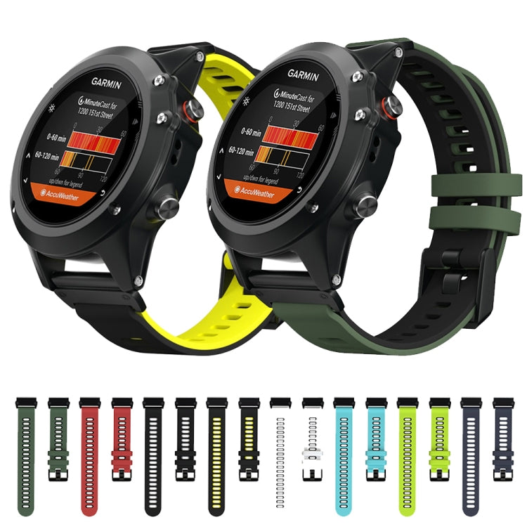 For Garmin Fenix 7X Two-color Silicone Quick Release Watch Band(Mint Green Black) by bashfashion