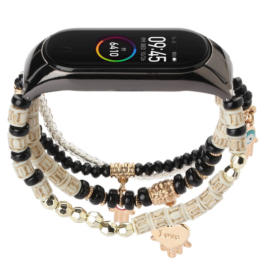 For Xiaomi Mi Band 3 & 4 Mori Style Beaded Bracelet Watch Band(Black) by bashfashion