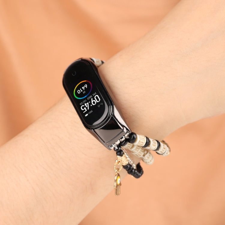 For Xiaomi Mi Band 5 & 6 Mori Style Beaded Bracelet Watch Band(Black) by bashfashion