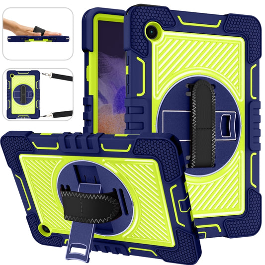 For Samsung Galaxy Tab A8 10.5 2021 360 Degree Rotation Contrast Color Silicone + PC Tablet Case(Navy+Yellow Green) by bashfashion
