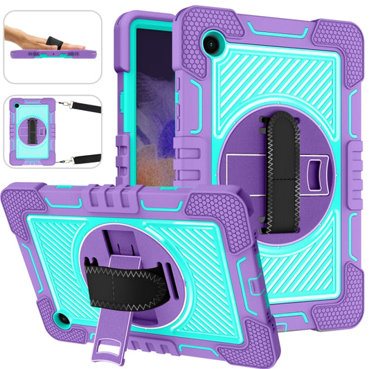 For Samsung Galaxy Tab A8 10.5 2021 360 Degree Rotation Contrast Color Silicone + PC Tablet Case(Purple + Mint Green) by bashfashion