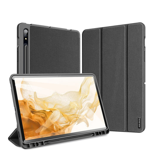 For Samsung Galaxy Tab S8 / Galaxy Tab S7 DUX DUCIS Domo Series Magnetic PU Leather Tablet Case(Black) by DUX DUCIS