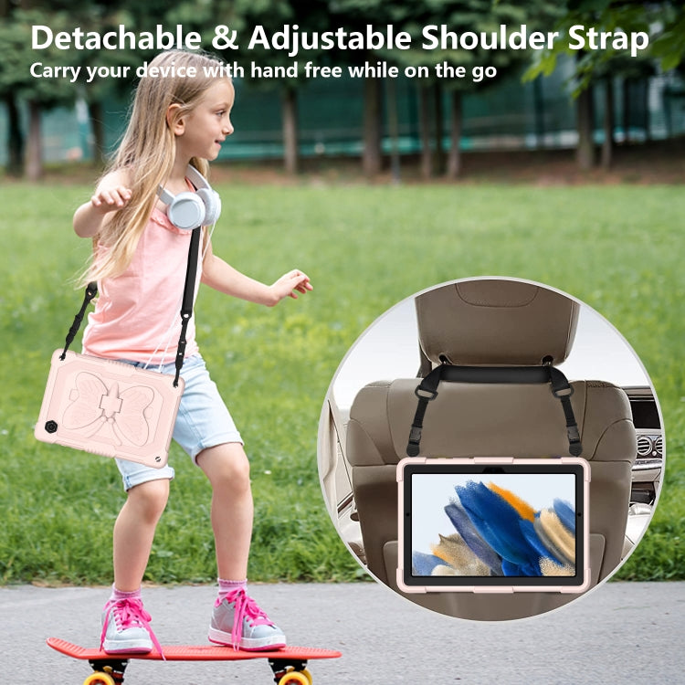 For Samsung Galaxy Tab A8 10.5 2021 Beige PC + Silicone Holder Tablet Case(Rose Pink) by bashfashion