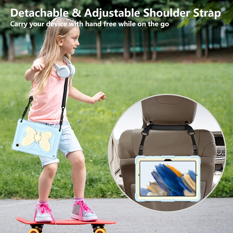 For Samsung Galaxy Tab A8 10.5 2021 Beige PC + Silicone Holder Tablet Case(Beige+Ice Blue) by bashfashion