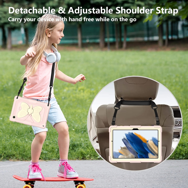 For Samsung Galaxy Tab A8 10.5 2021 Beige PC + Silicone Holder Tablet Case(Beige+Rose Pink) by bashfashion