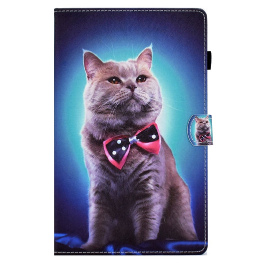 For Samsung Galaxy Tab A 10.1 2016 T580 Sewing Pen Slot Leather Tablet Case(Bow Tie Cat) by bashfashion