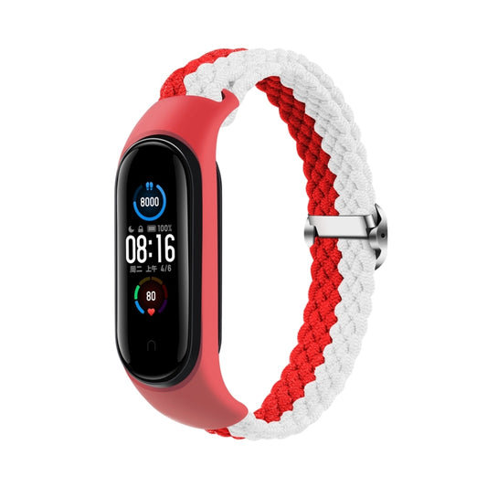 For Xiaomi Mi Band 4 / 3 Stripe Braided Watch Band(Red White) by bashfashion