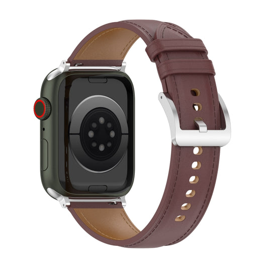 Genuine Leather Watch Band, Size: Small Size For Apple Watch Series 9&8&7 41mm / SE 3&SE 2&6&SE&5&4 40mm / 3&2&1 38mm(Dark Brown) by bashfashion