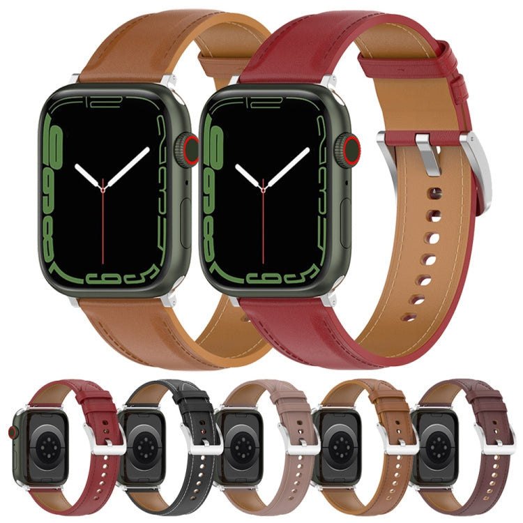 Genuine Leather Watch Band, Size: Small Size For Apple Watch Series 9&8&7 41mm / SE 3&SE 2&6&SE&5&4 40mm / 3&2&1 38mm(Black) by bashfashion