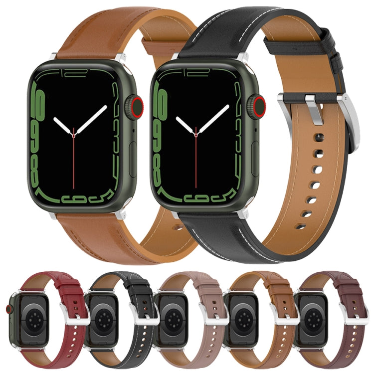 Genuine Leather Watch Band, Size: Free Size For Apple Watch Ultra 49mm&Watch Ultra 2 49mm / Series 9&8&7 45mm / SE 3&SE 2&6&SE&5&4 44mm / 3&2&1 42mm(Red) by bashfashion