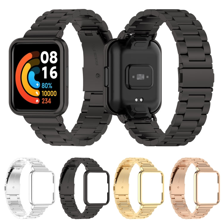 Three-bead Steel Watch Band for Xiaomi Redmi Watch 2 Lite International Version(Rose Gold) by bashfashion