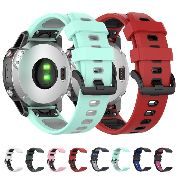 22mm Quick Release Two-color Silicone Watch Band for Garmin Fenix 7 / EPIX(White Black) by bashfashion