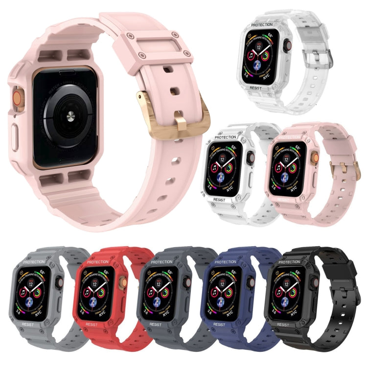 Three-proof Solid Color Integrated Watch Band For Apple Watch Series 8&7 45mm / SE 2&6&SE&5&4 44mm / 3&2&1 42mm(White) by bashfashion