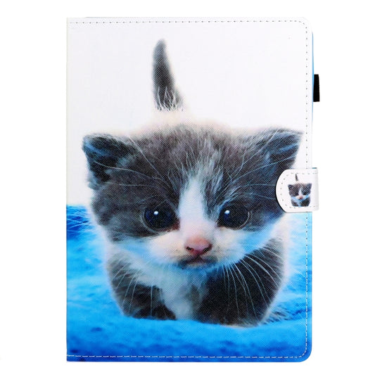 For Samsung Galaxy Tab A8 10.5 2021 Coloured Drawing Stitching Leather Tablet Case(Blue White Cat) by bashfashion