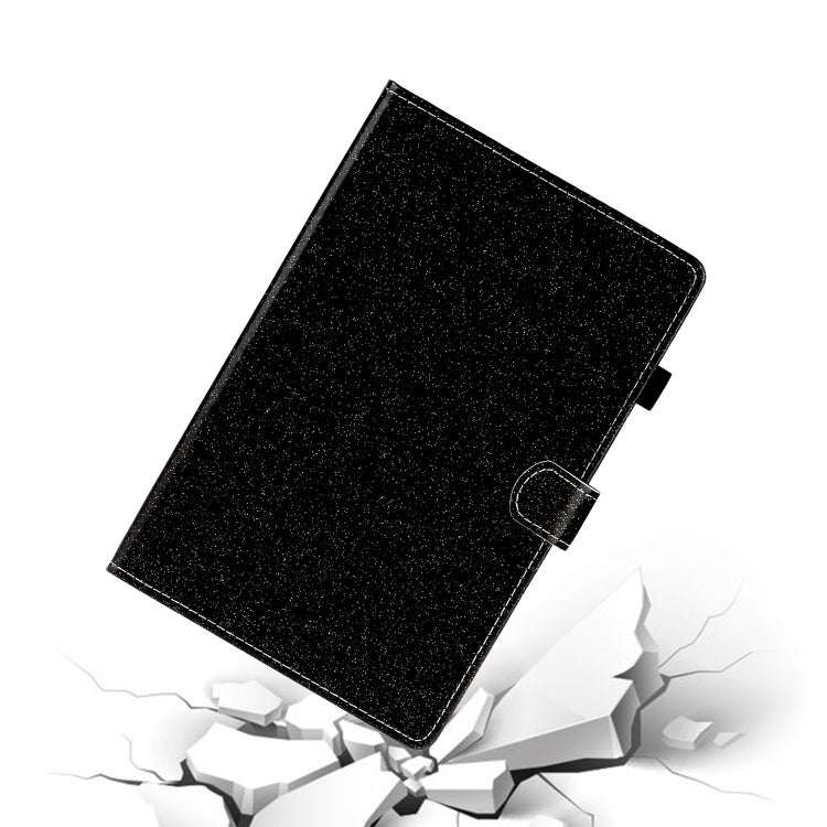 For Samsung Galaxy Tab A8 10.5 2021 Varnish Glitter Powder Leather Tablet Case(Black) by bashfashion