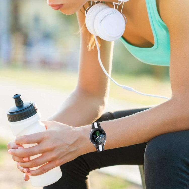 20mm Universal Color Matching Leather Watch Band(Black White) by bashfashion