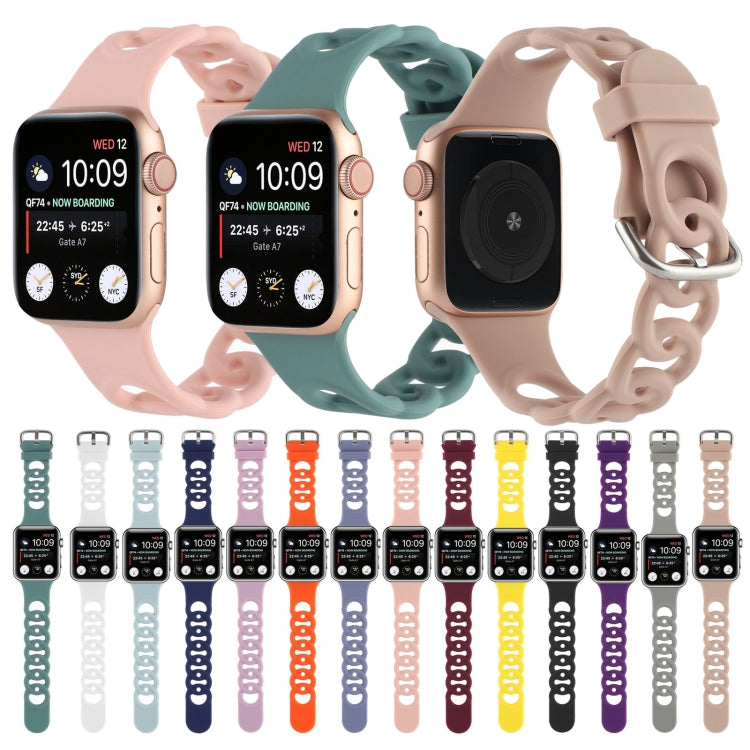 Hollow Out Silicone Watch Band For Apple Watch Series 9&8&7 41mm / SE 3&SE 2&6&SE&5&4 40mm / 3&2&1 38mm(1) by bashfashion