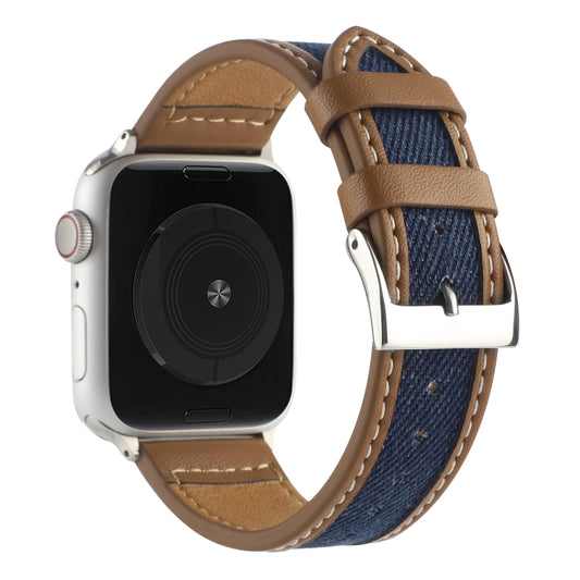 Canvas Leather Watch Band For Apple Watch Series 9&8&7 41mm / SE 3&SE 2&6&SE&5&4 40mm / 3&2&1 38mm(2) by bashfashion