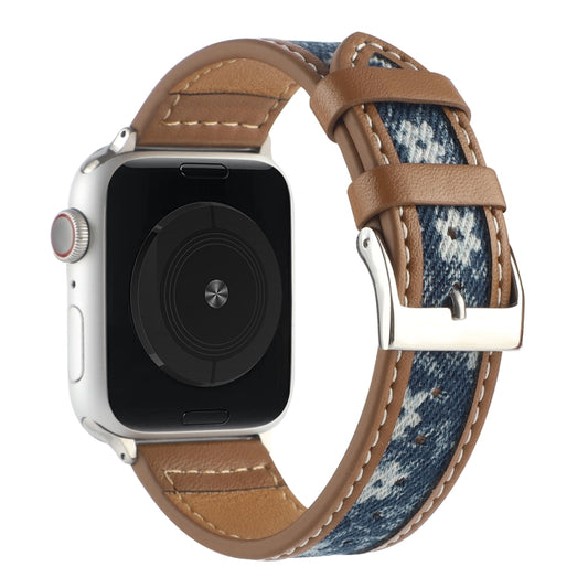 Canvas Leather Watch Band For Apple Watch Series 9&8&7 41mm / SE 3&SE 2&6&SE&5&4 40mm / 3&2&1 38mm(8) by bashfashion