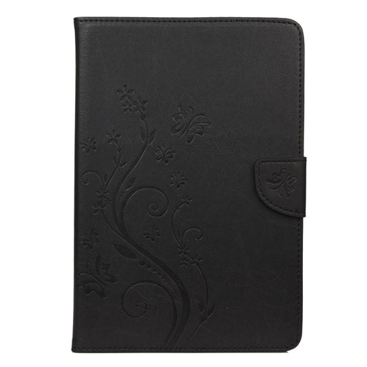 For Samsung Galaxy Tab A8 10.5 2021 X200 / X205 Butterfly Flower Embossing Pattern Leather Tablet Case(Black) by bashfashion
