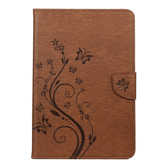 For Samsung Galaxy Tab A8 10.5 2021 X200 / X205 Butterfly Flower Embossing Pattern Leather Tablet Case(Brown) by bashfashion