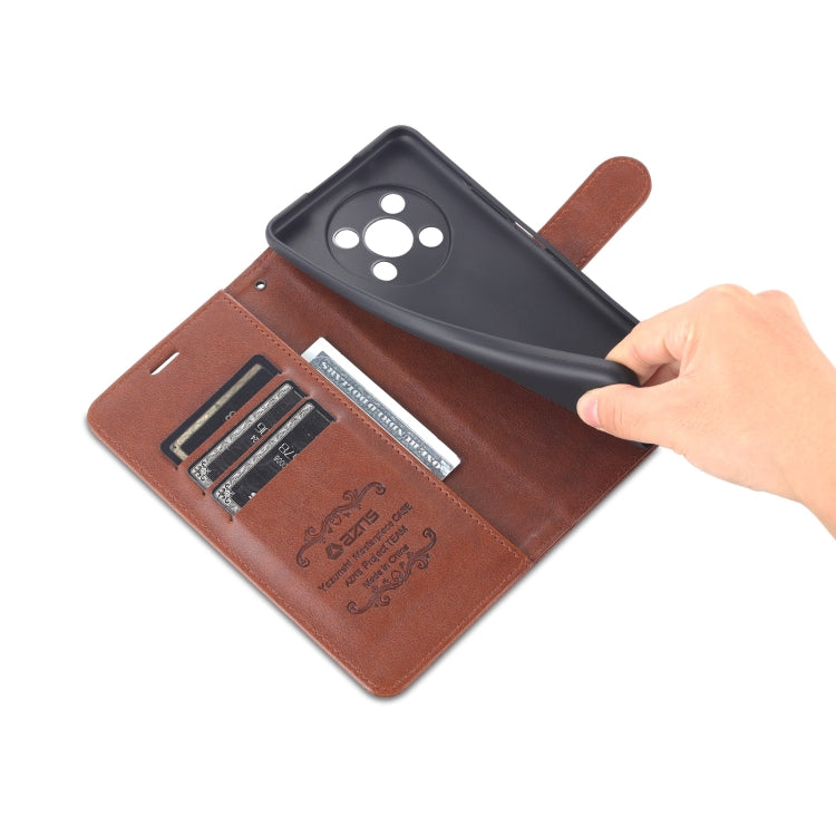 For Honor X30 AZNS Sheepskin Texture Flip Leather Phone Case(Brown) by AZNS