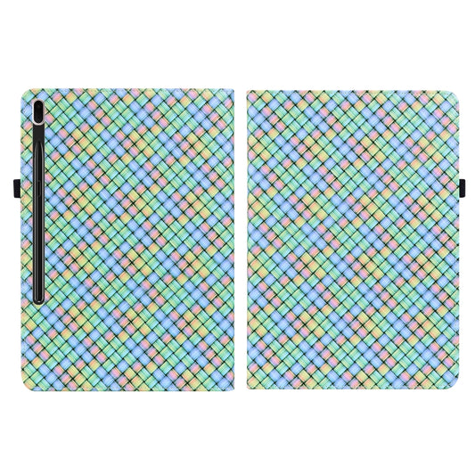 For Samsung Galaxy Tab S8+ / Tab S7+ Color Weave Texture Flip Leather Tablet Case with Holder(Rainbow) by bashfashion
