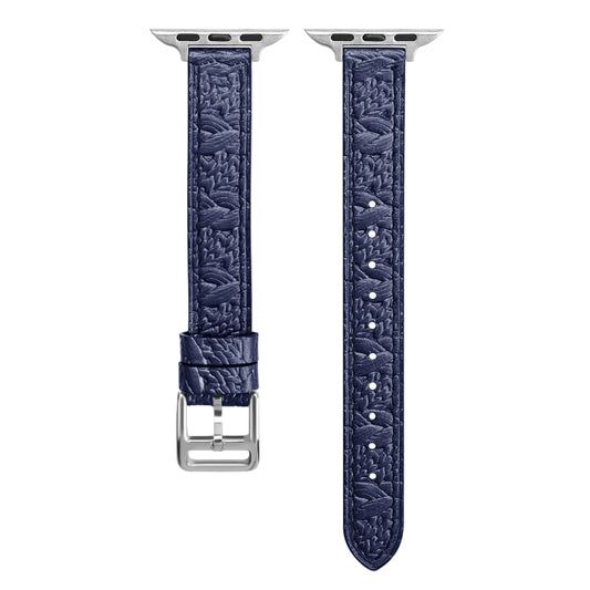 Twist Braided Leather Watch Band For Apple Watch Series 9&8&7 41mm / SE 3&SE 2&6&SE&5&4 40mm / 3&2&1 38mm(Blue) by bashfashion