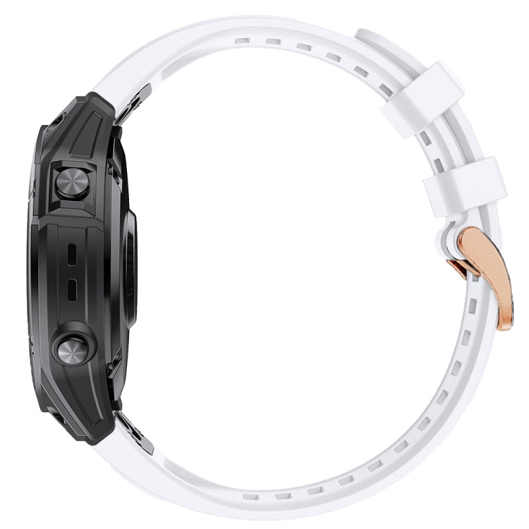 For Garmin Fenix 7S Silicone Rose Gold Buckle Watch Band(White) by bashfashion