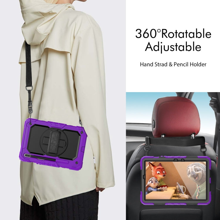 For Samsung Galaxy Tab S8 11 inch SM-X700 Silicone + PC Tablet Case with Shoulder Strap(Purple+Black) by bashfashion