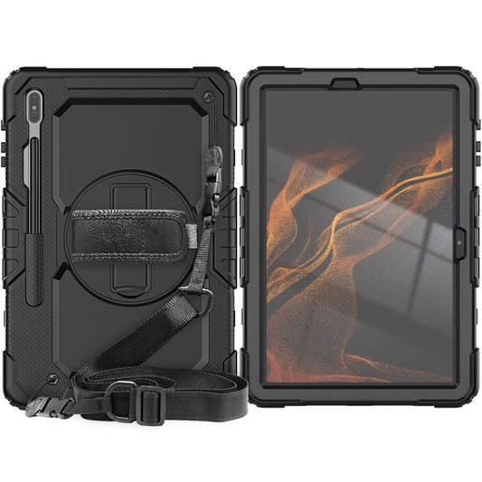 For Samsung Galaxy Tab S8+ 12.4 inch SM-X800 Silicone + PC Tablet Case with Shoulder Strap(Black) by bashfashion