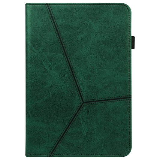 For Samsung Galaxy Tab A 10.1 (2019) T510 Solid Color Embossed Striped Leather Tablet Case(Green) by bashfashion
