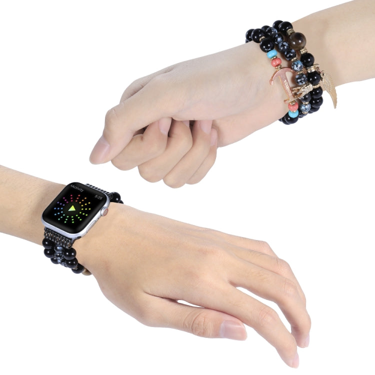 Beaded Crown Anchor Watch Band For Apple Watch Series 9&8&7 41mm / SE 3&SE 2&6&SE&5&4 40mm / 3&2&1 38mm(Black) by bashfashion