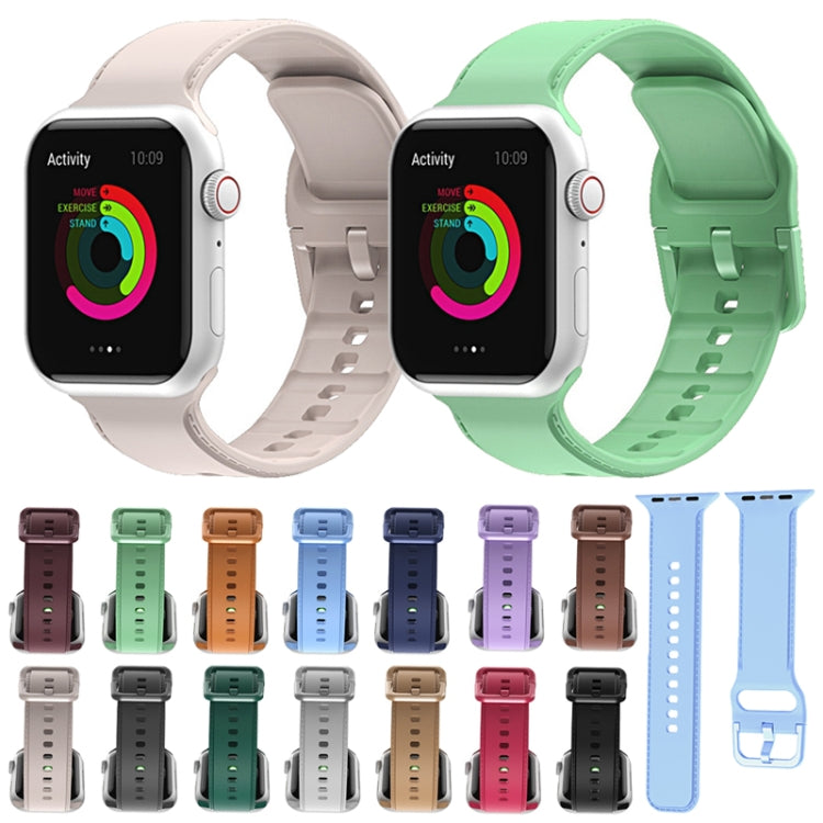 Silicone Stitching Watch Band For Apple Watch Series 9&8&7 41mm / SE 3&SE 2&6&SE&5&4 40mm / 3&2&1 38mm(Matcha Green) by bashfashion