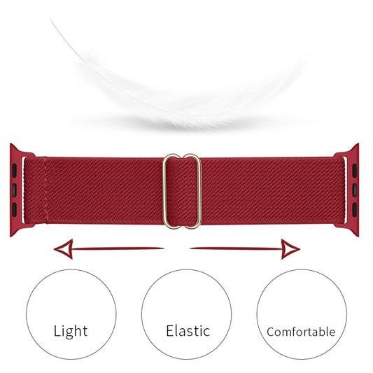 Polyester Nylon Watch Band For Apple Watch Ultra 49mm&Watch Ultra 2 49mm / Series 9&8&7 45mm / SE 3&SE 2&6&SE&5&4 44mm / 3&2&1 42mm(Wine Red) by bashfashion