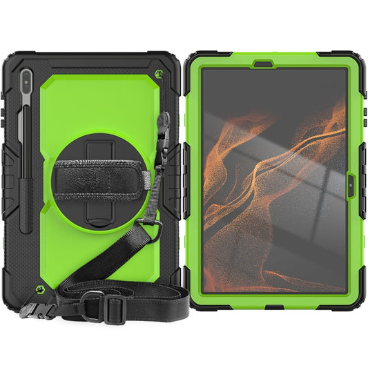 For Samsung Galaxy Tab S8+ 12.4 inch SM-X800 Silicone + PC Tablet Case(Black+Yellow Green) by bashfashion