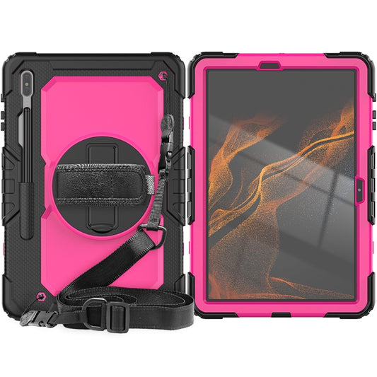 For Samsung Galaxy Tab S8+ 12.4 inch SM-X800 Silicone + PC Tablet Case(Black+Rose Red) by bashfashion