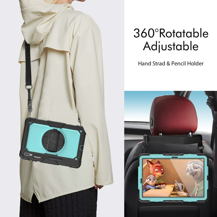 For Samsung Galaxy Tab S8+ 12.4 inch SM-X800 Silicone + PC Tablet Case(Black+Light Blue) by bashfashion