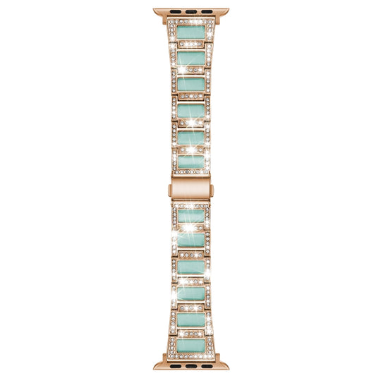 22mm Metal Opal Watch Band For Apple Watch Series 9&8&7 41mm / SE 3&SE 2&6&SE&5&4 40mm / 3&2&1 38mm(Rose Gold+Blue) by bashfashion